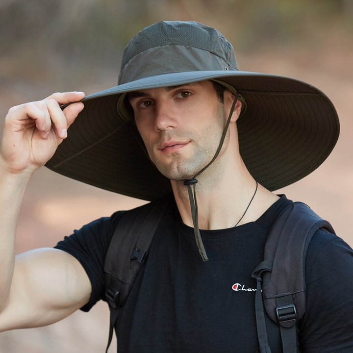 Super Wide Fisherman Hat Solid Waterproof Sun Hat Fishing Cap - PUPU