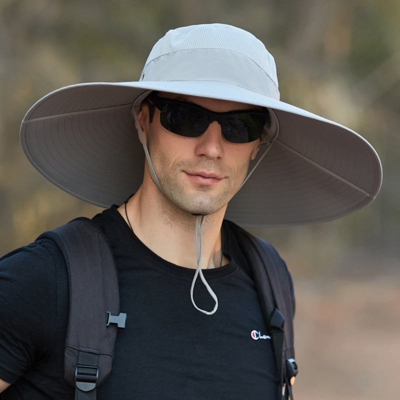 Super Wide Fisherman Hat Solid Waterproof Sun Hat Fishing Cap - PUPU