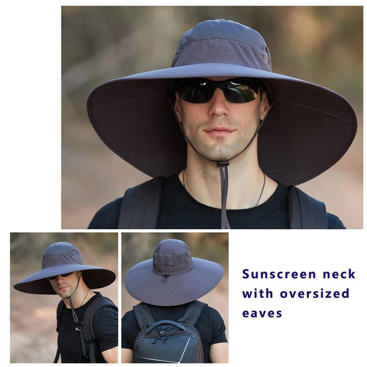 Super Wide Fisherman Hat Solid Waterproof Sun Hat Fishing Cap - PUPU