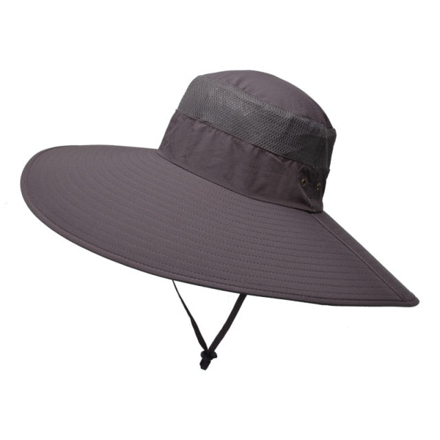 Super Wide Fisherman Hat Solid Waterproof Sun Hat Fishing Cap - PUPU