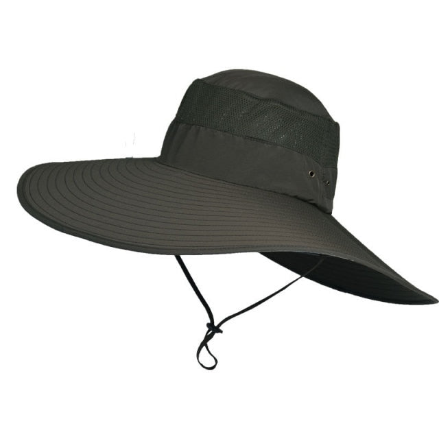 Super Wide Fisherman Hat Solid Waterproof Sun Hat Fishing Cap - PUPU