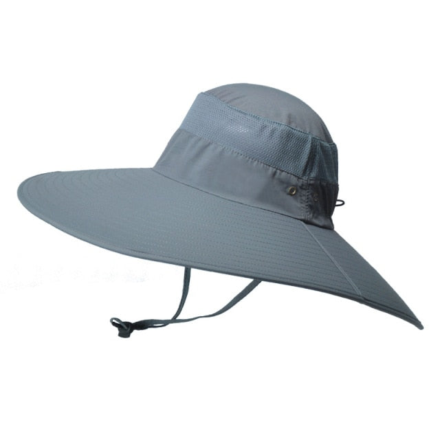 Super Wide Fisherman Hat Solid Waterproof Sun Hat Fishing Cap - PUPU