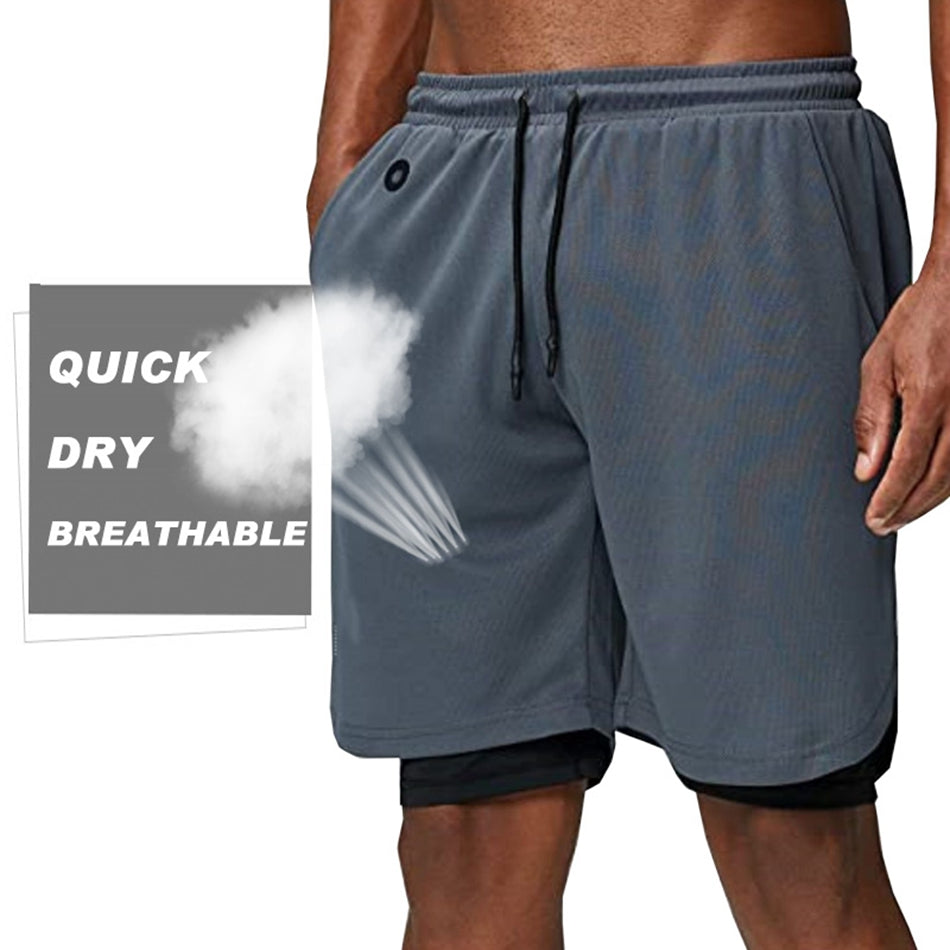 Men Running Shorts Fitness Gym Training Quick Dry Short - PUPU