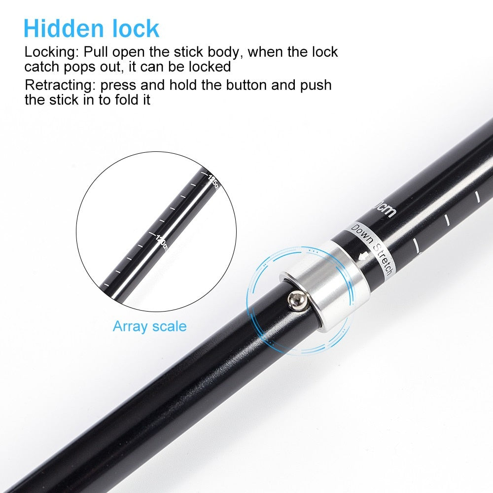 Foldable Trekking Pole Aluminum Hiking Stick 1Pc - PUPU