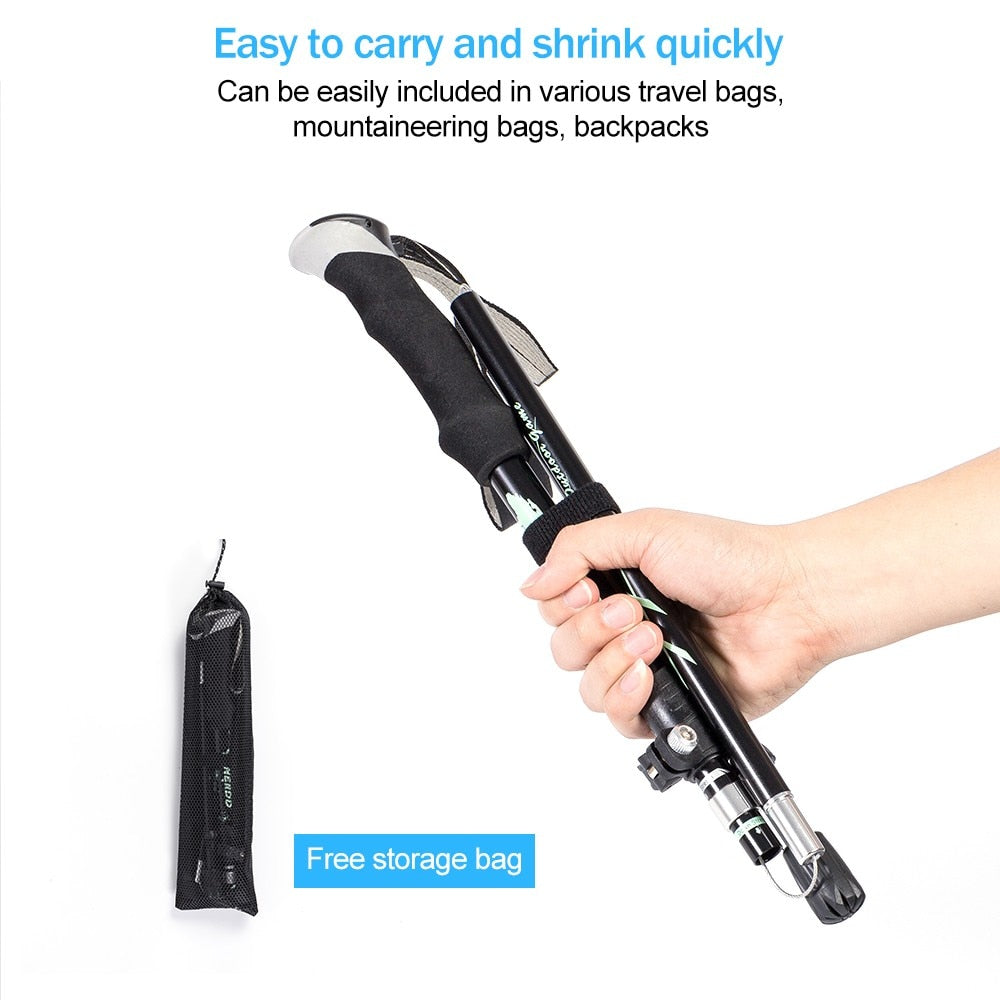 Foldable Trekking Pole Aluminum Hiking Stick 1Pc - PUPU