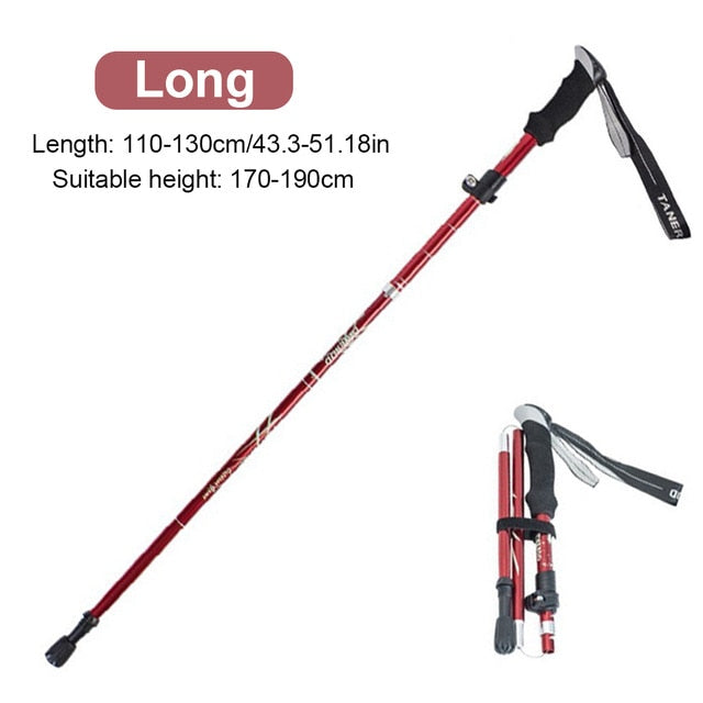 Foldable Trekking Pole Aluminum Hiking Stick 1Pc - PUPU