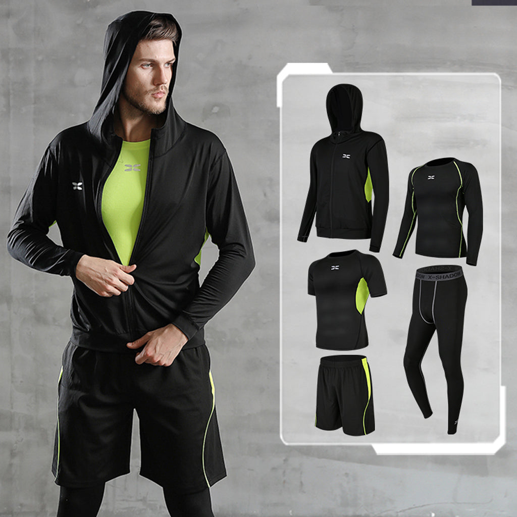 Men Tracksuit Gym Fitness Compression Sports Suit 5 Pcs/Set - PUPU