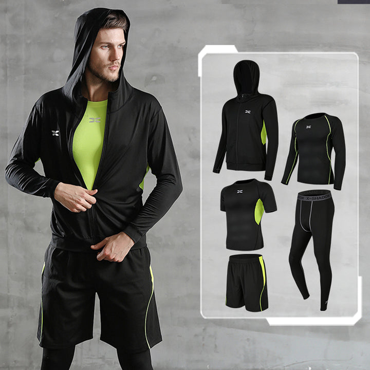 Men Tracksuit Gym Fitness Compression Sports Suit 5 Pcs/Set - PUPU