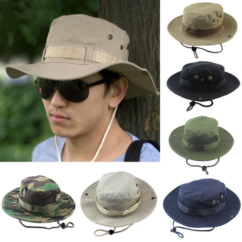 Summer Wide Brim Boonie Hat Military Camo Sun Cap - PUPU