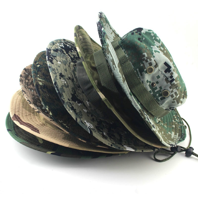 Summer Wide Brim Boonie Hat Military Camo Sun Cap - PUPU