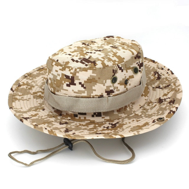 Summer Wide Brim Boonie Hat Military Camo Sun Cap - PUPU