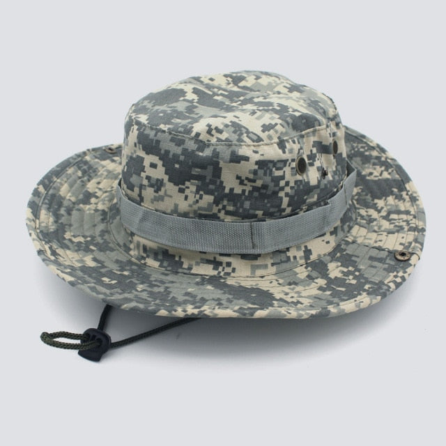 Summer Wide Brim Boonie Hat Military Camo Sun Cap - PUPU