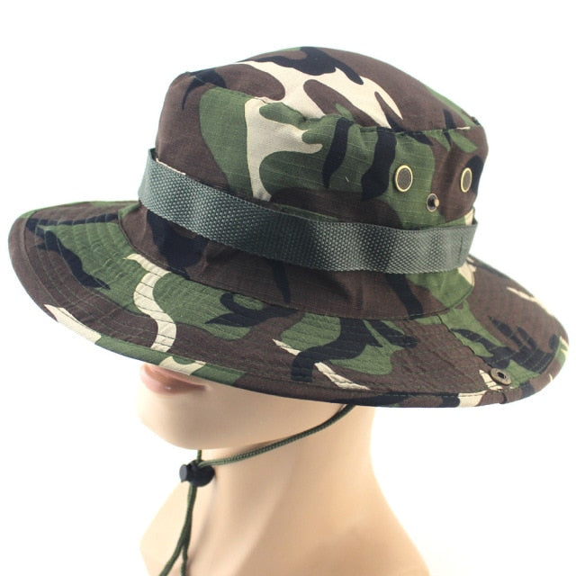 Summer Wide Brim Boonie Hat Military Camo Sun Cap - PUPU