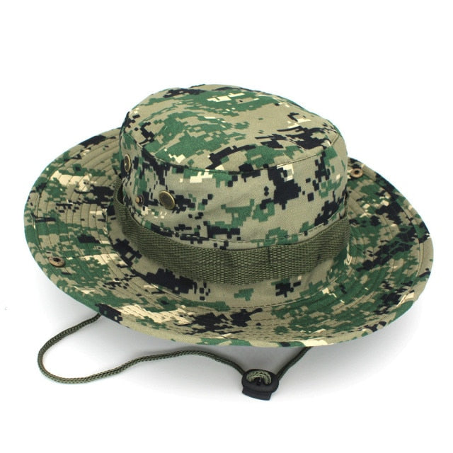Summer Wide Brim Boonie Hat Military Camo Sun Cap - PUPU