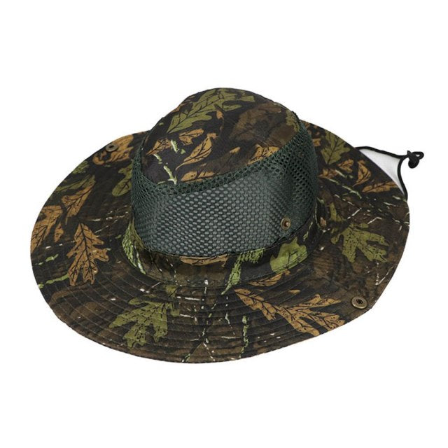Summer Wide Brim Boonie Hat Military Camo Sun Cap - PUPU