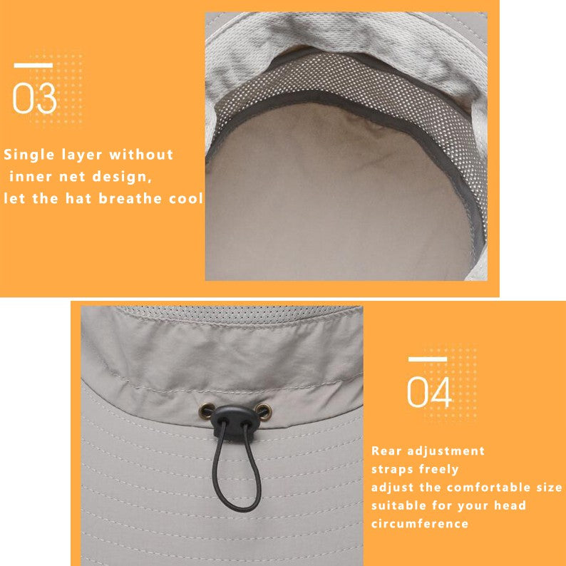 Super Wide Fisherman Hat Solid Waterproof Sun Hat Fishing Cap - PUPU