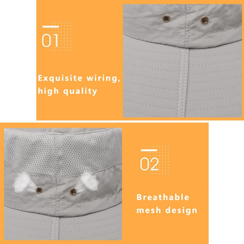 Super Wide Fisherman Hat Solid Waterproof Sun Hat Fishing Cap - PUPU