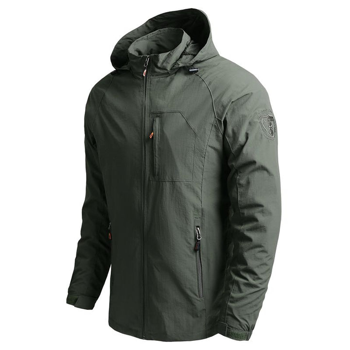 Men Outdoor Hiking Jackets Waterproof Hooded Windbreaker Coat - PUPU