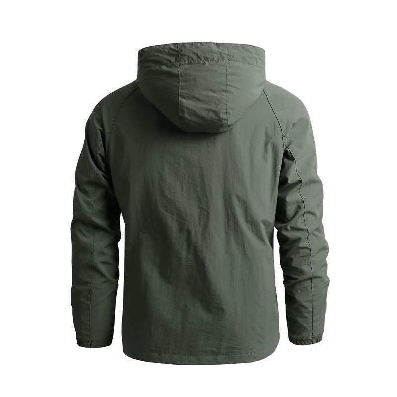Men Outdoor Hiking Jackets Waterproof Hooded Windbreaker Coat - PUPU