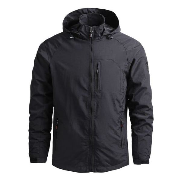 Men Outdoor Hiking Jackets Waterproof Hooded Windbreaker Coat - PUPU