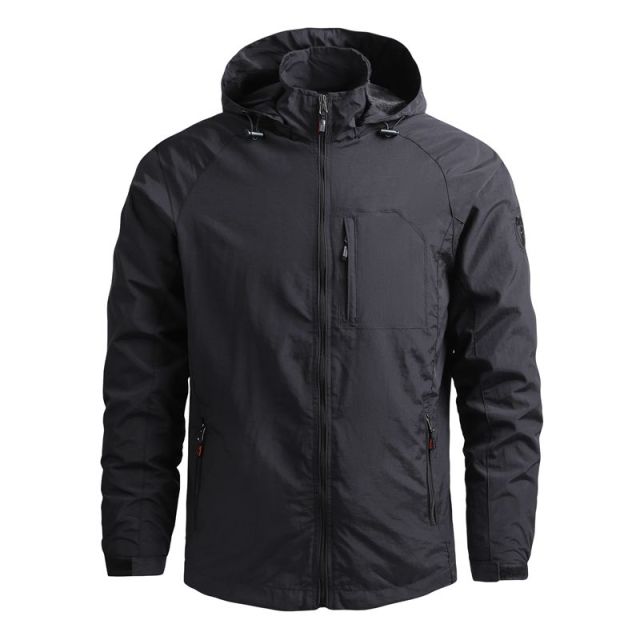 Men Outdoor Hiking Jackets Waterproof Hooded Windbreaker Coat - PUPU