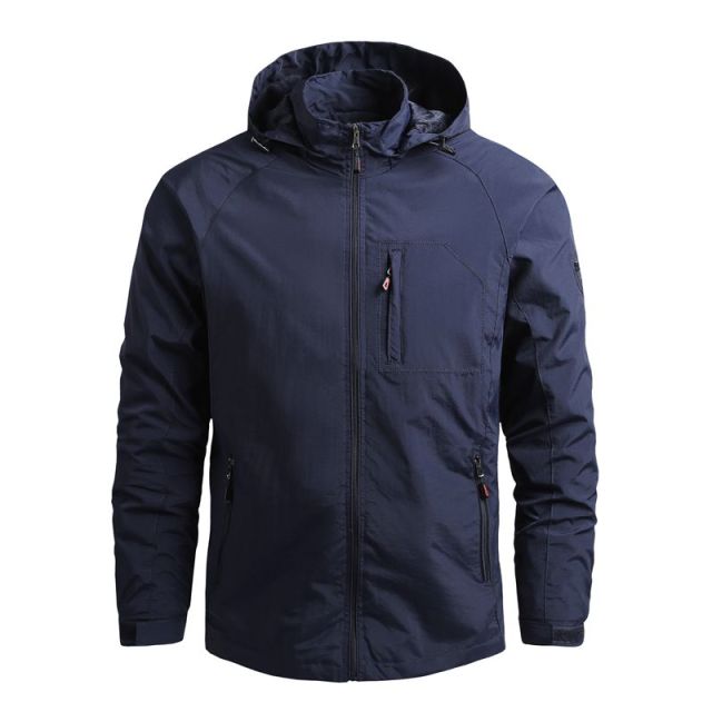 Men Outdoor Hiking Jackets Waterproof Hooded Windbreaker Coat - PUPU