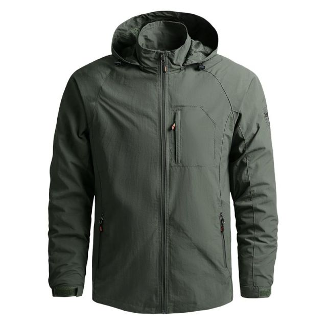 Men Outdoor Hiking Jackets Waterproof Hooded Windbreaker Coat - PUPU
