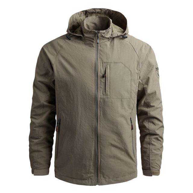 Men Outdoor Hiking Jackets Waterproof Hooded Windbreaker Coat - PUPU