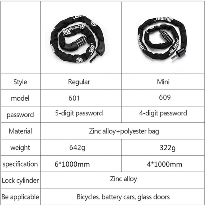 Portable Bicycle Lock Anti-theft Password Key Chain Lock - PUPU
