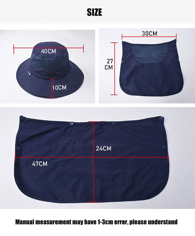 Fishing Hat UV Sun Protection Cap with Face Cover & Neck Flap - PUPU