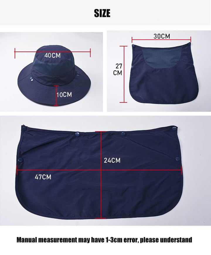 Fishing Hat UV Sun Protection Cap with Face Cover & Neck Flap - PUPU