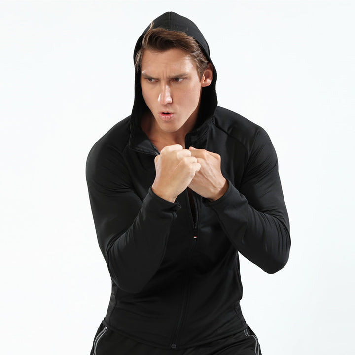 Men Hoodies Sports Shirt Full Zipper Running Fitness Jackets - PUPU