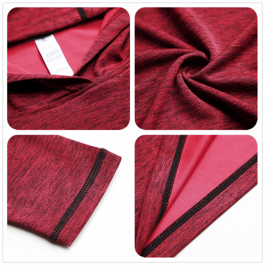Men Quick-dry Hooded T-Shirt Long Sleeve Slim Elastic Tops for Sports - PUPU