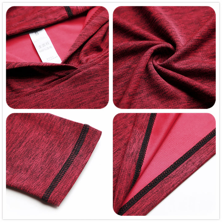 Men Quick-dry Hooded T-Shirt Long Sleeve Slim Elastic Tops for Sports - PUPU